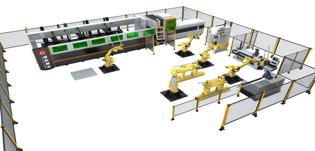 Fiber Laser Tube Cutting Machine FMS in Auto Parts Manufacturing